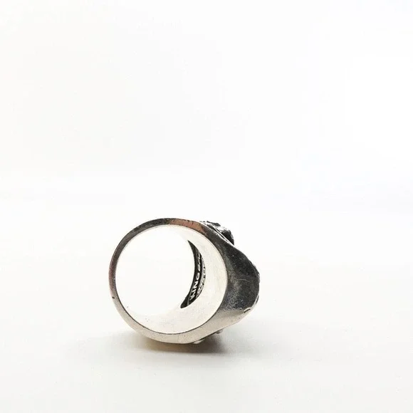 King Baby Studio Floral Scroll Belief Skull Ring Silver .925 MSRP $615 Size 8 - Picture 8 of 12